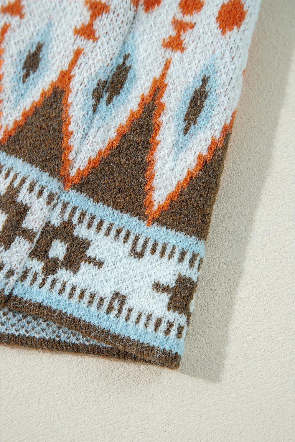 Aztec Knitted Cardigan in brown and khaki