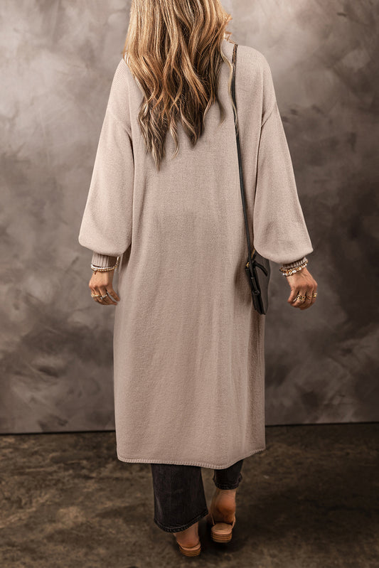 Open Front Long Knitted Cardigan