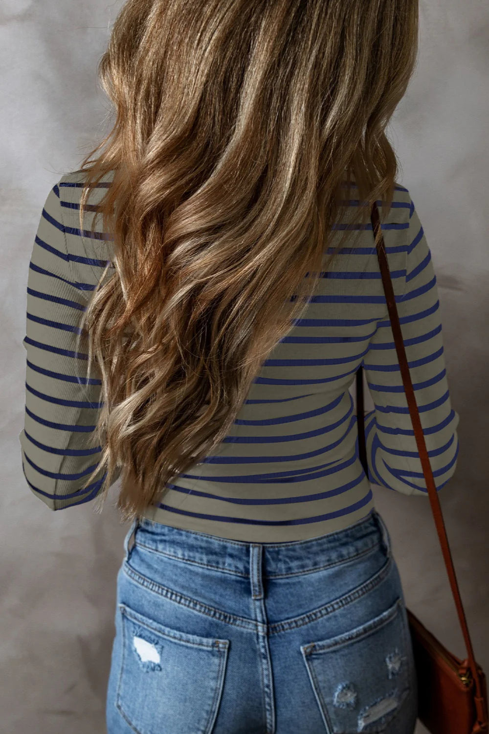 Striped V-Neck Long Sleeve Top in multiple colors