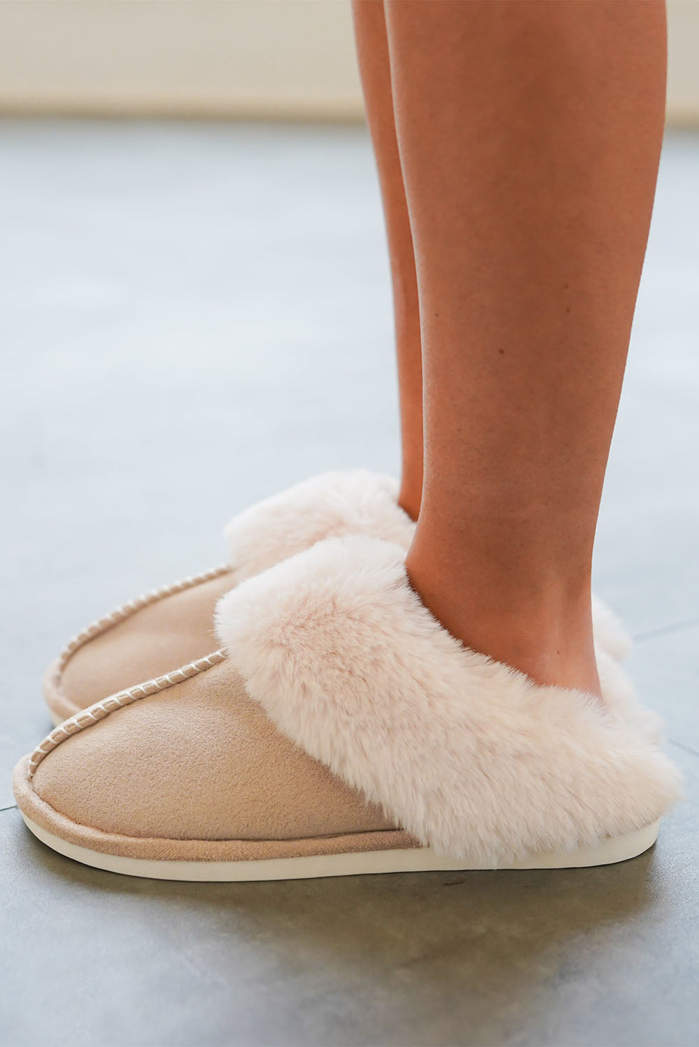 Faux Suede & Plush Slippers
