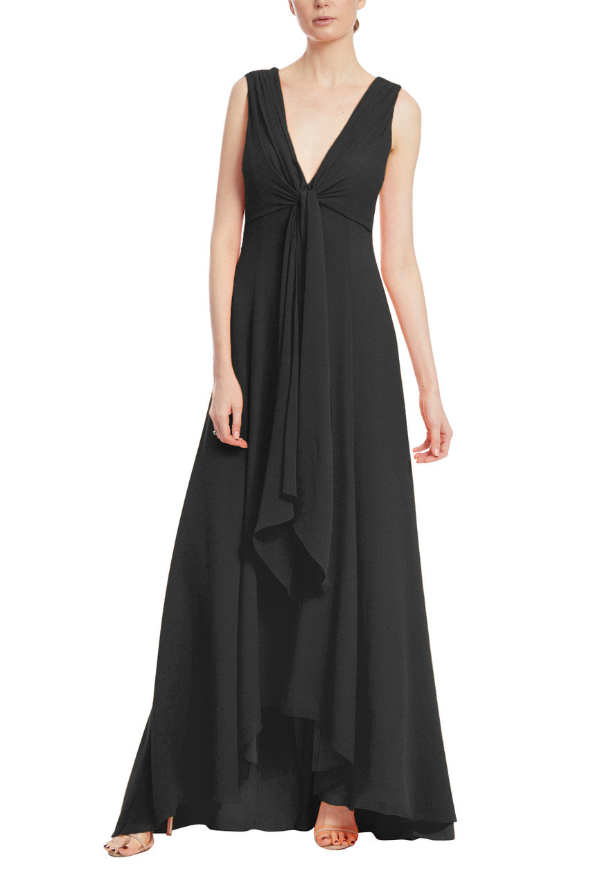 Badgley Mischka Front Knot Georgette Gown