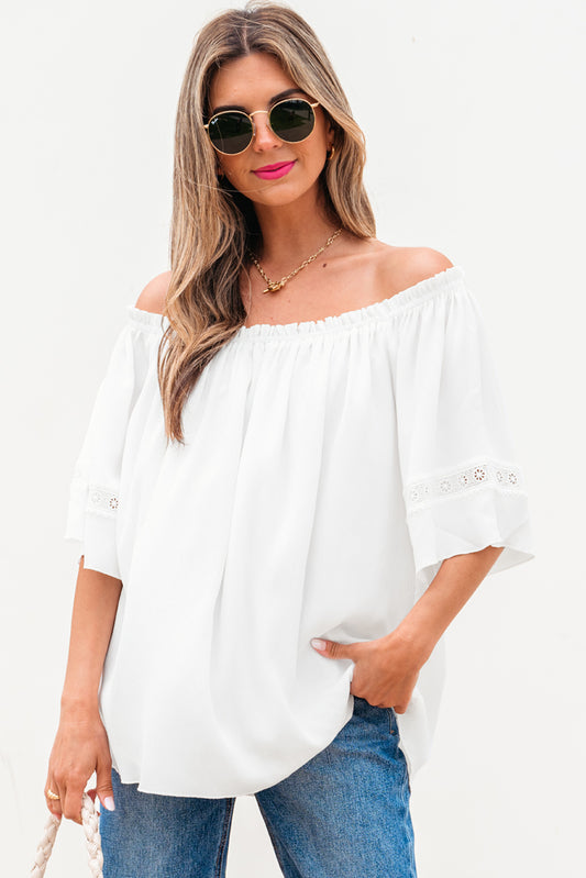 Off Shoulder Textured Blouse