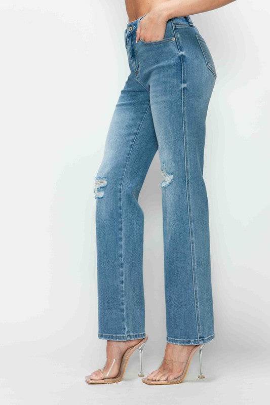 The Christy Jean - Distressed High Rise Straight by bytos