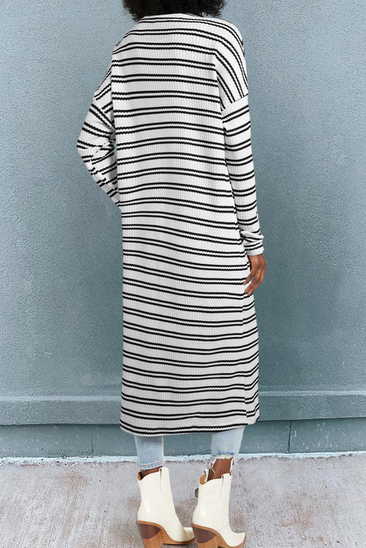 Striped Waffle Weave Duster Cardigan