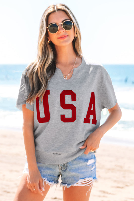 USA Notched Neck Tee