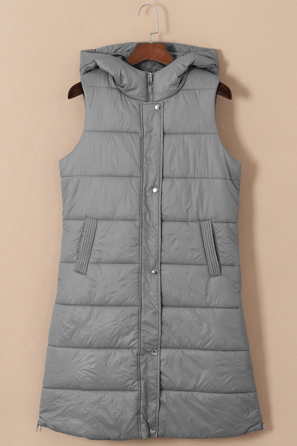 Hooded Long Quilted Vest