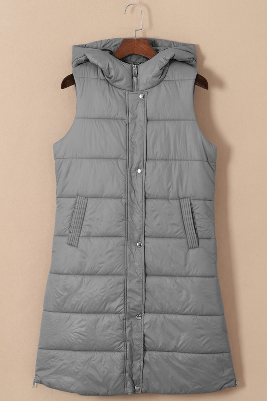 Hooded Long Quilted Vest