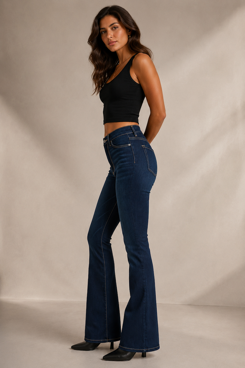 The Onyx Jean - High Rise Bootcut in Dark Wash by GJG Denim