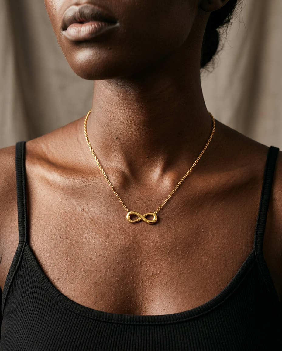 Gold Plated Infiniti Necklace in gold and silver