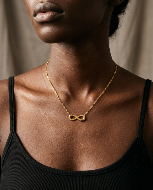 Gold Plated Infiniti Necklace in gold and silver