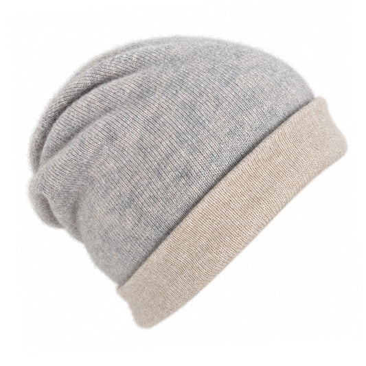Reversible Cashmere Beanie in Mushroom