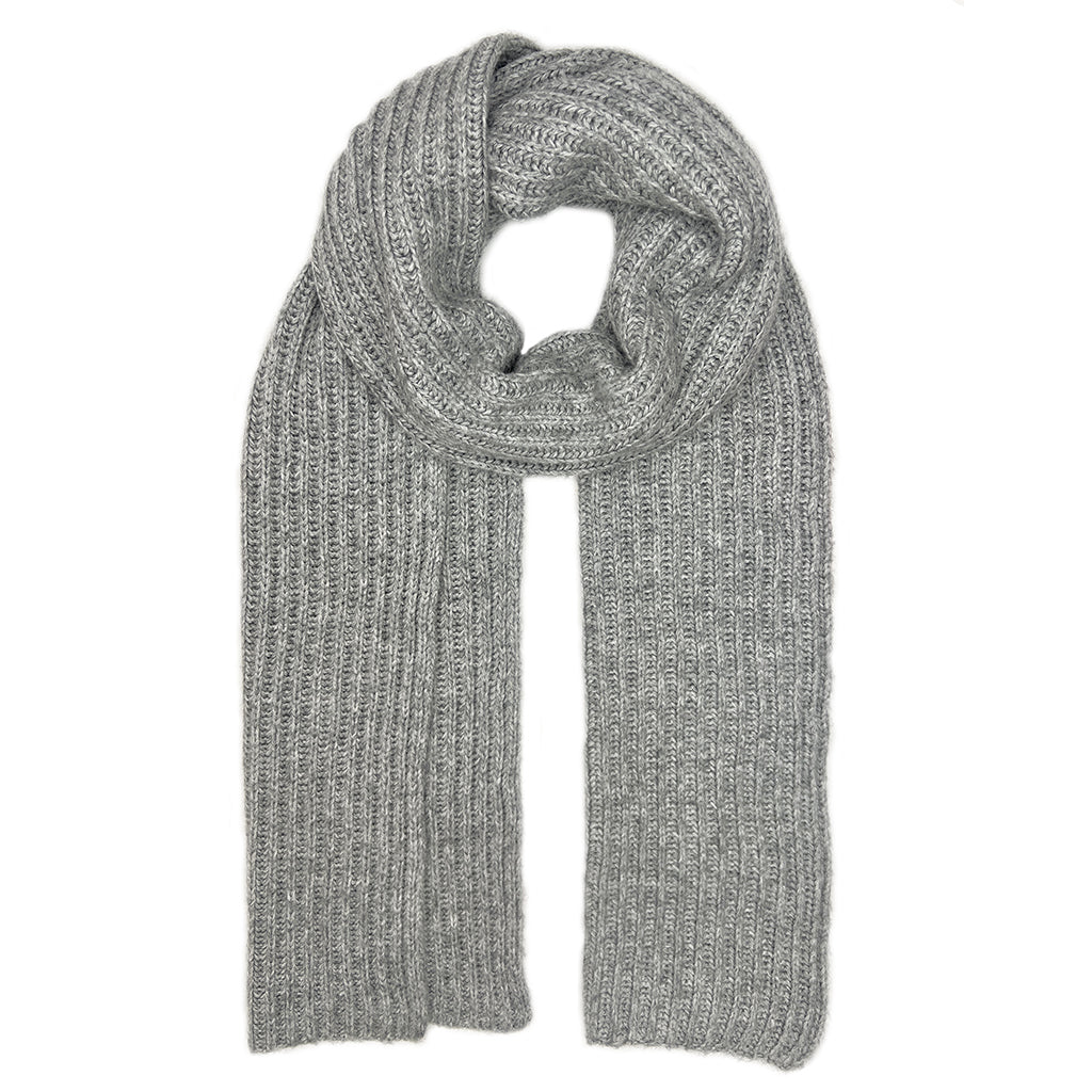 Classic Gray Ribbed Knit Cashmere Scarf-0