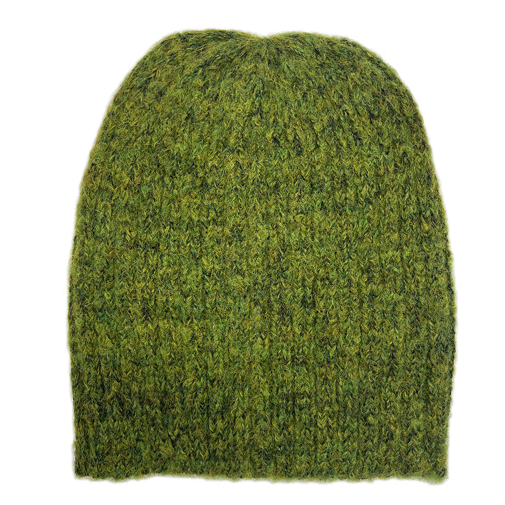 Ribbed Alpaca Beanie in Olive Green