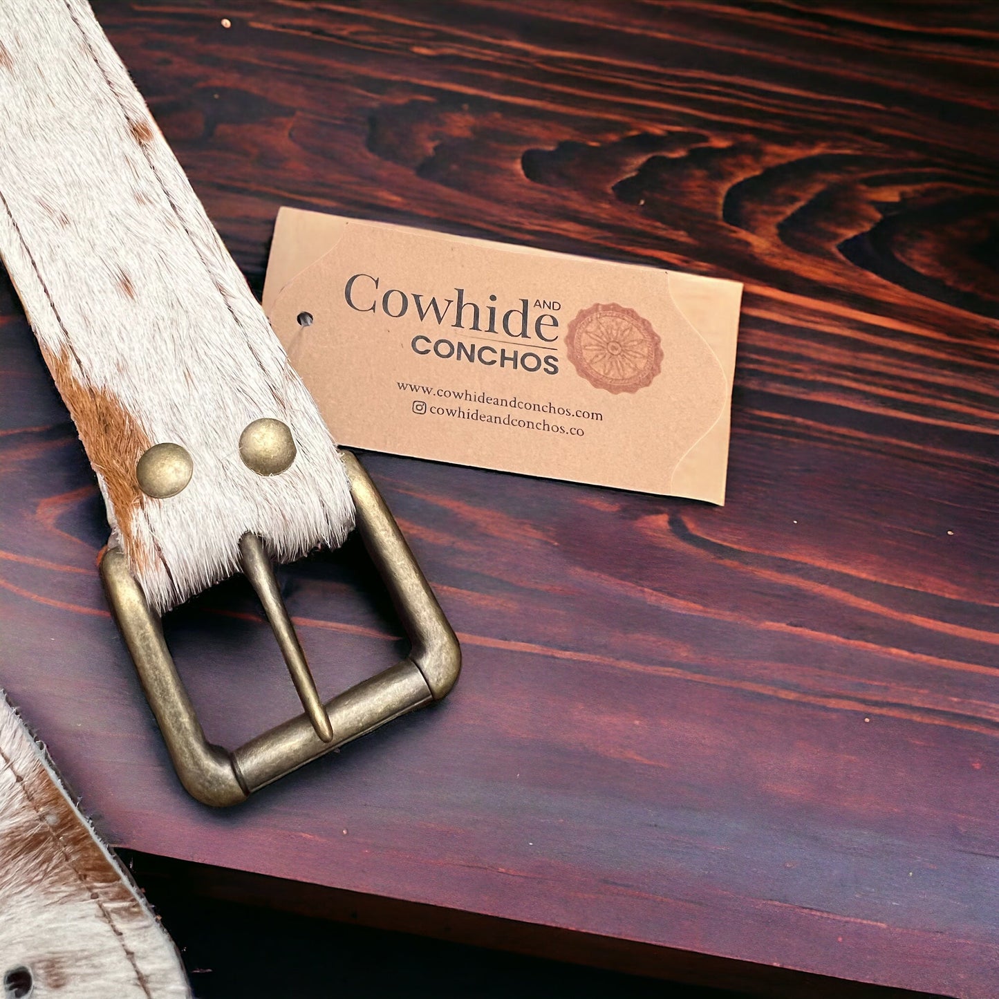 Hair-on-Hide Tan Brindle Leather Belt