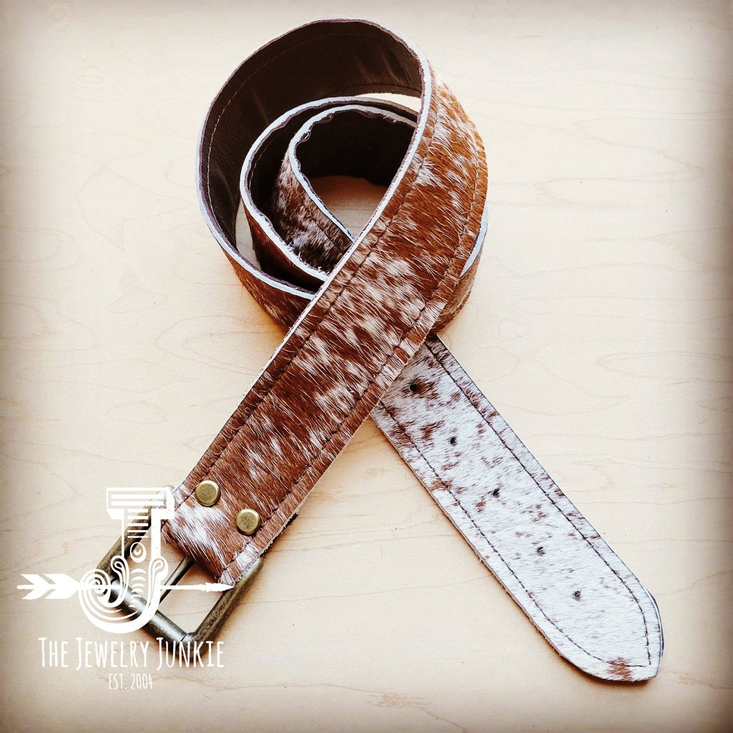 Hair-on-Hide Tan Brindle Leather Belt
