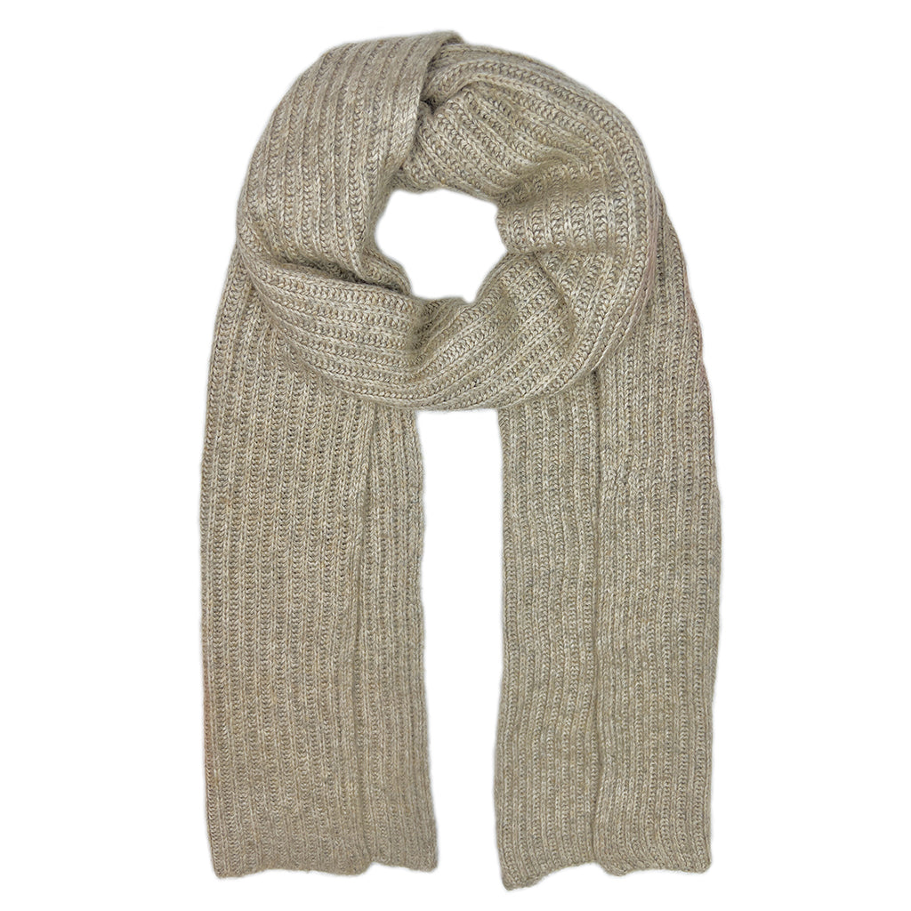 Oatmeal Ribbed Knit Cashmere Scarf-0