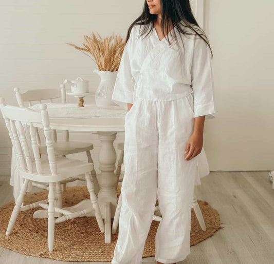 Linen Wrap Shirt in White-1