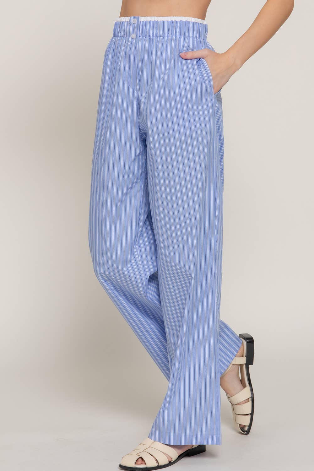 Lounge Line Boxer Pants in blue and brown