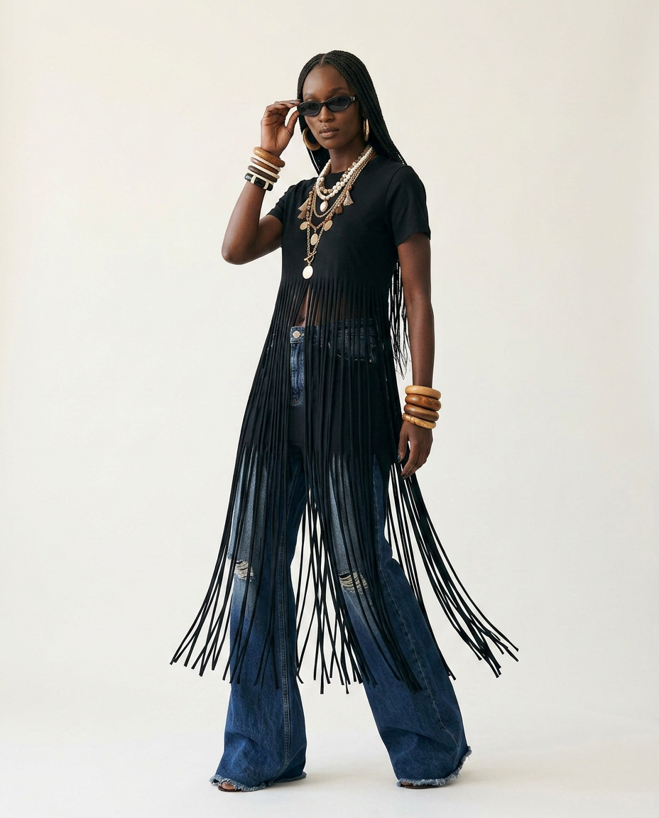 Wild Heart Fringe Cotton T-Shirt