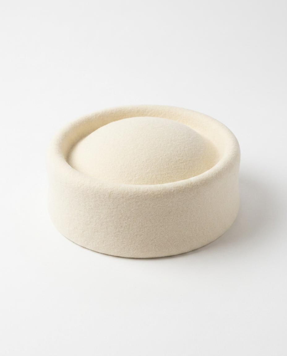 Wool Felt Pillbox Hat in white