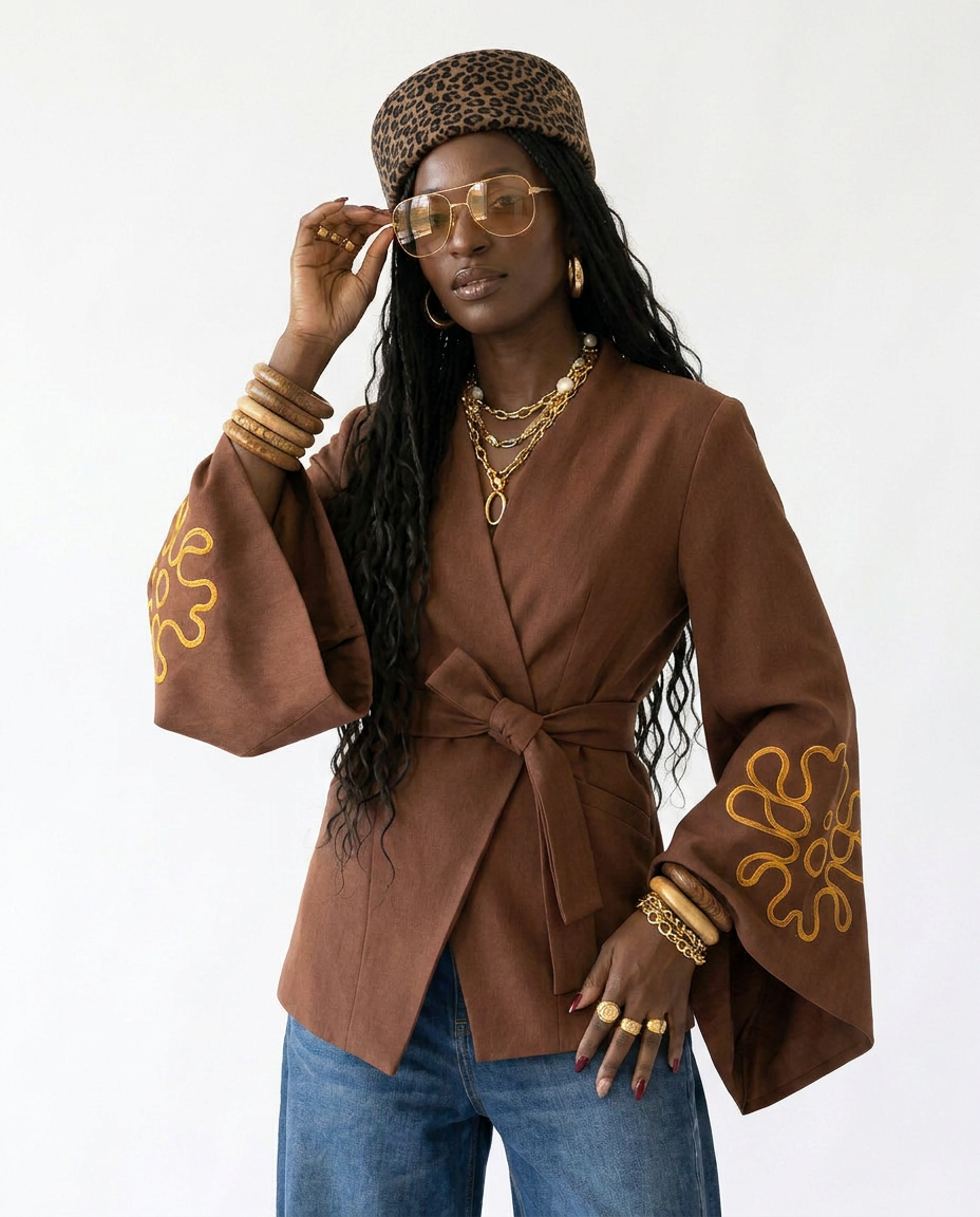 Embroidered Oversized Blazer