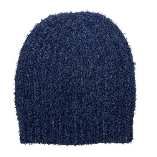 Plush Alpaca Beanie Hat in Navy