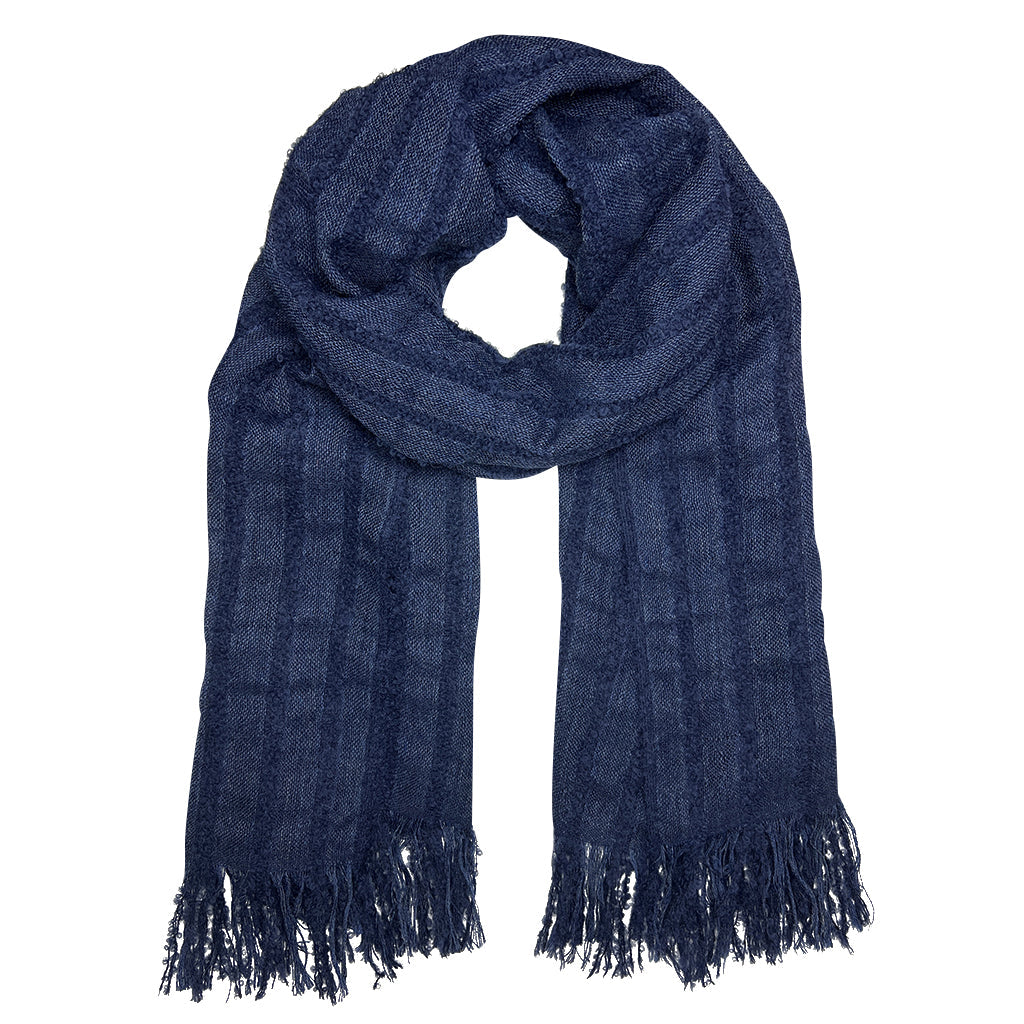 Navy Plush Knit Alpaca Scarf-0