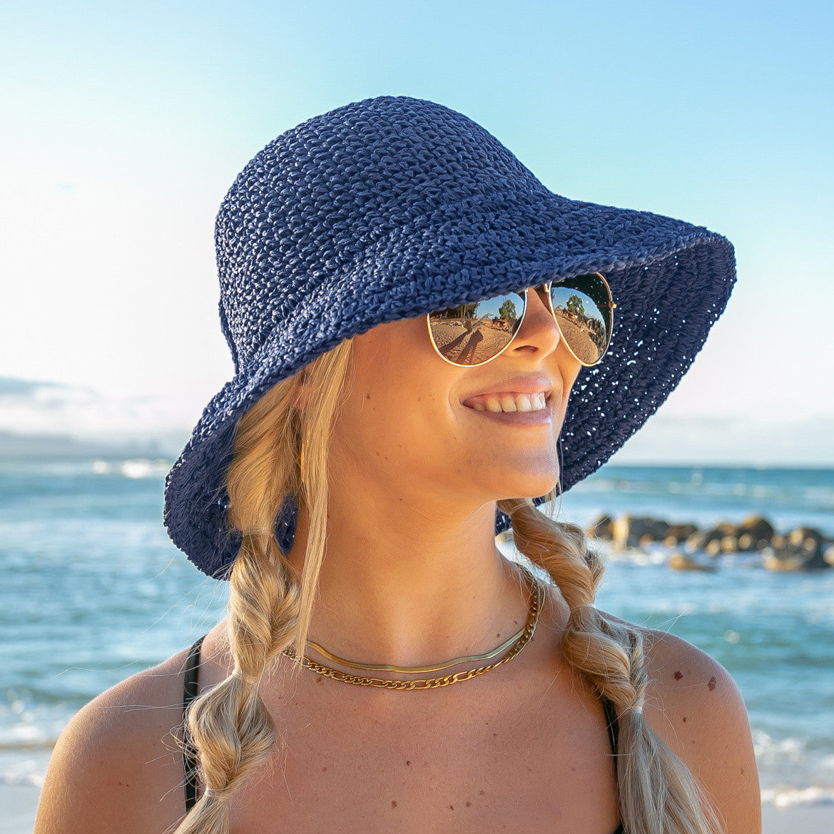 Foldable Bow Accent Straw Hat in multiple colors