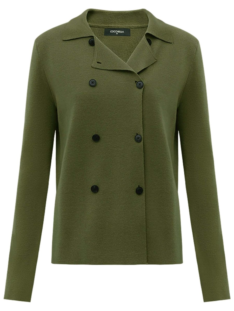 Olive Green Double Breasted Cardigan-3