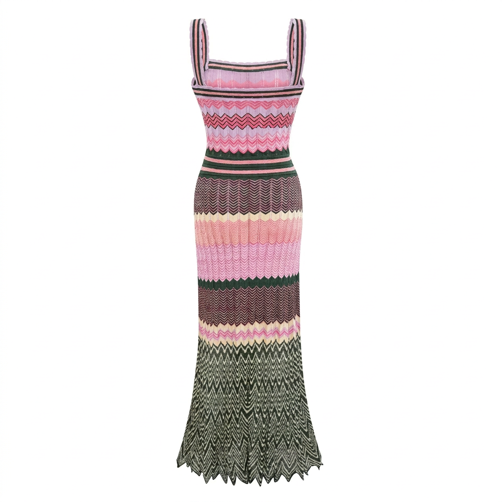 Knitted Geometric Maxi Dress