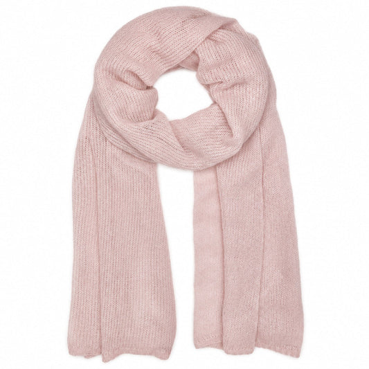 Handwoven Knit Alpaca Scarf in Baby Pink