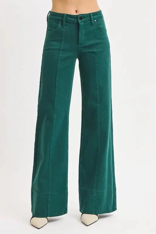 RISEN Full Size Tummy Control Mid Rise Wide Leg Jeans Plus Size-1