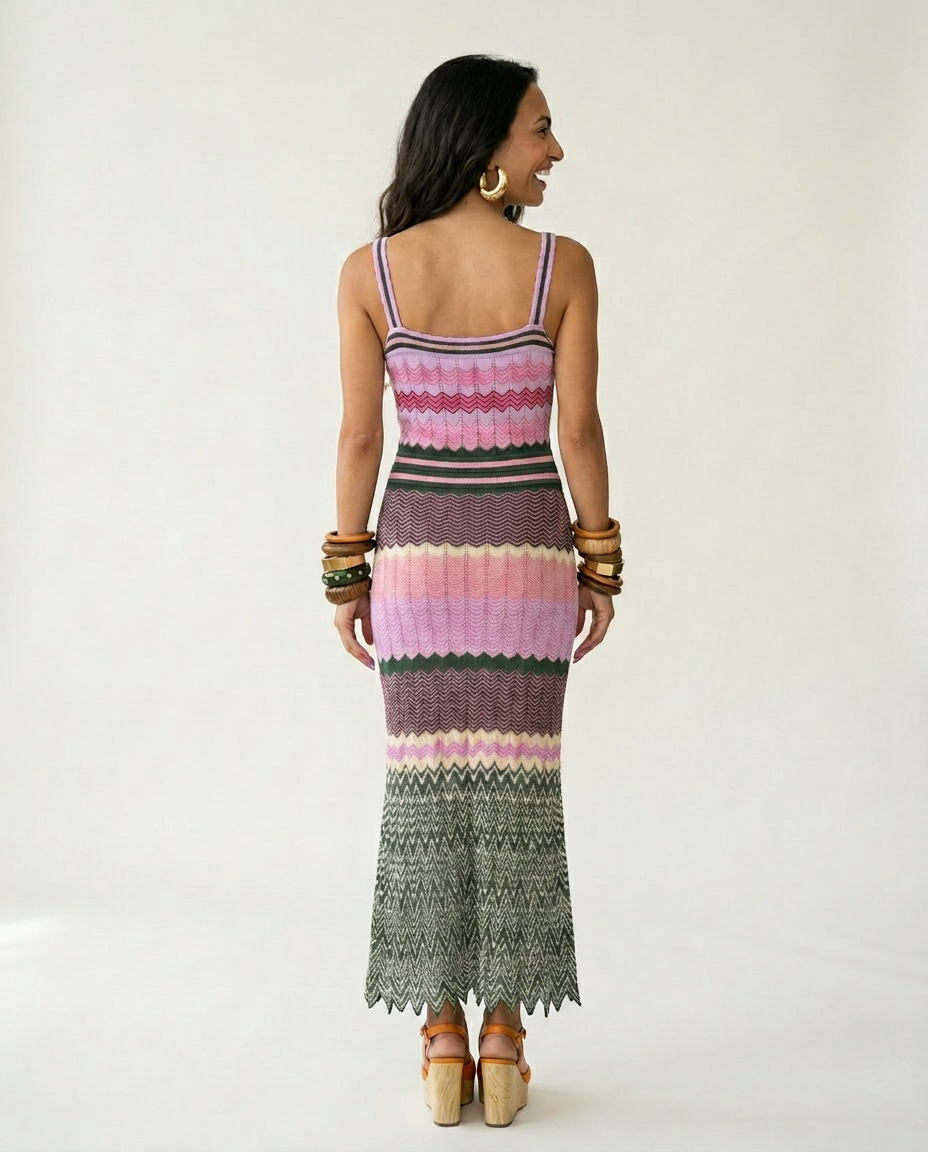 Knitted Geometric Maxi Dress