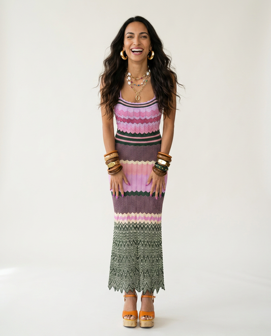 Knitted Geometric Maxi Dress