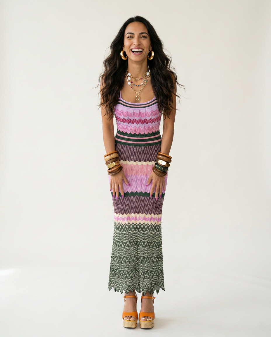 Knitted Geometric Maxi Dress