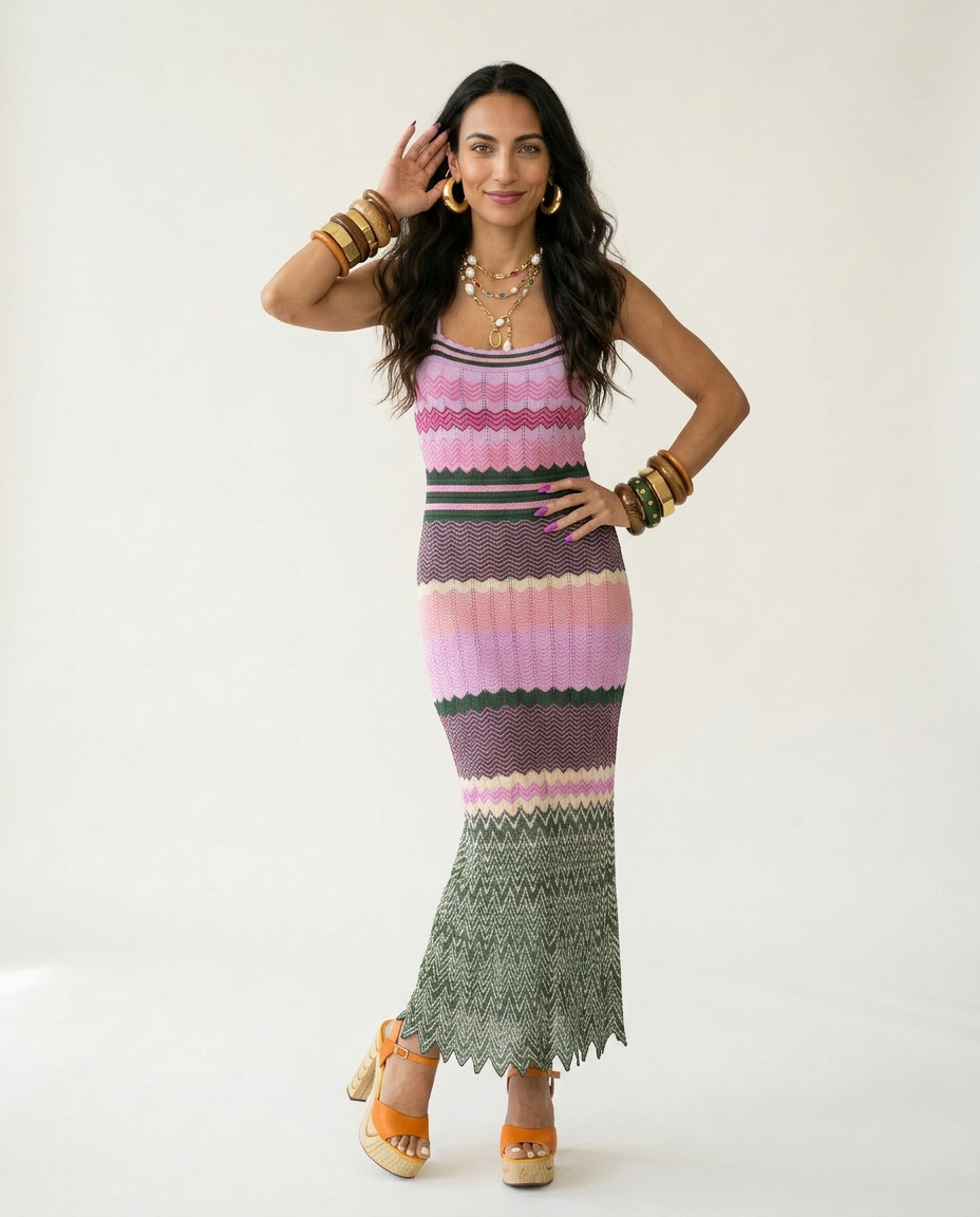 Knitted Geometric Maxi Dress