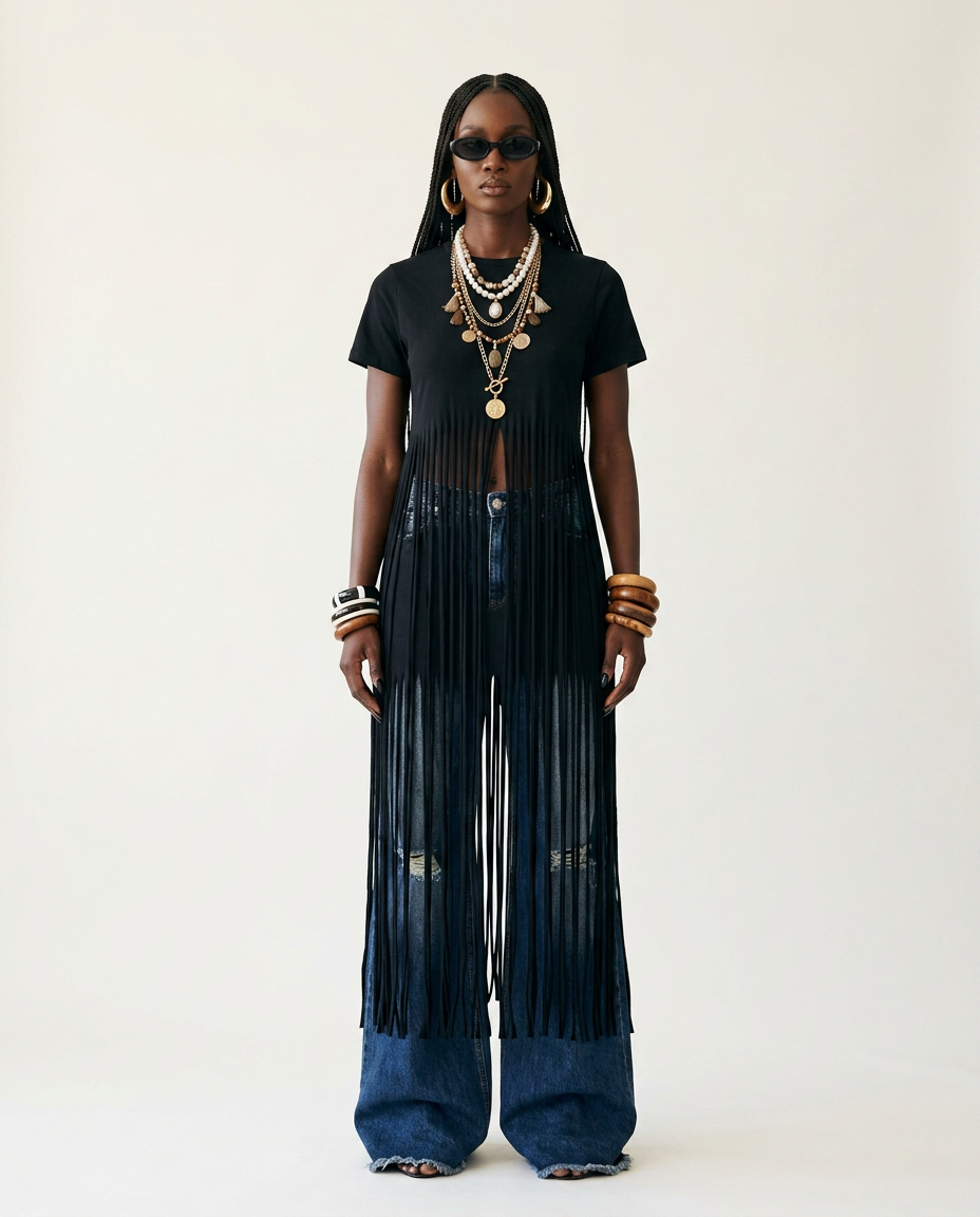 Wild Heart Fringe Cotton T-Shirt