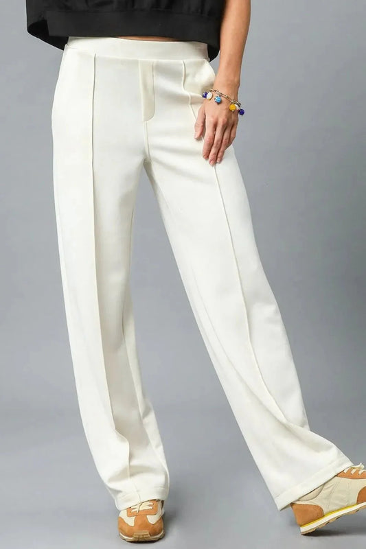 Umgee High Waisted Wide Leg Pants-0