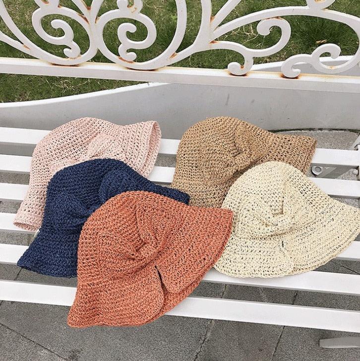 Modern UV Straw Bucket Sun Hat in multiple colors