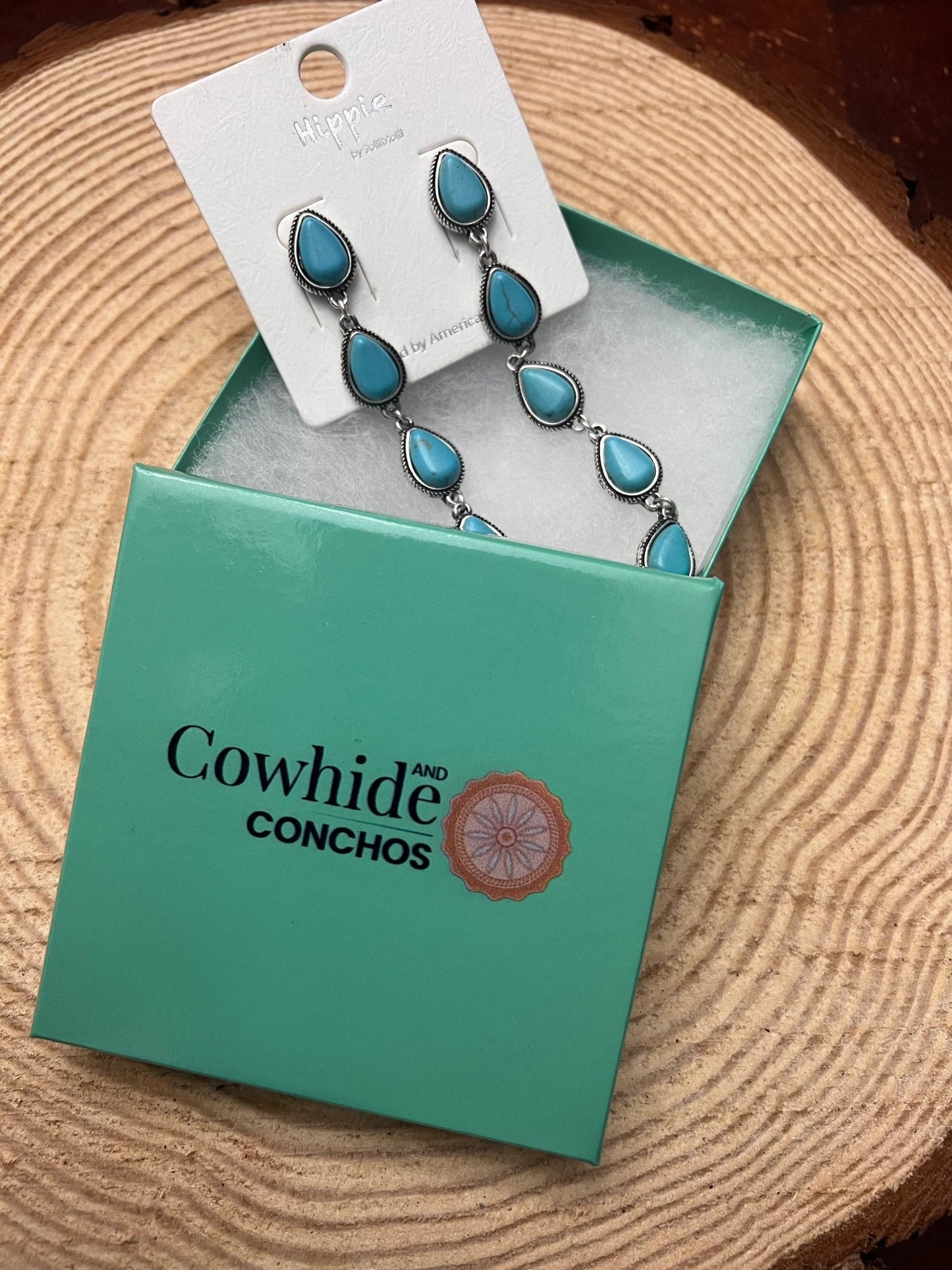 Western 5 Teardrop Turquoise Dangle Earrings