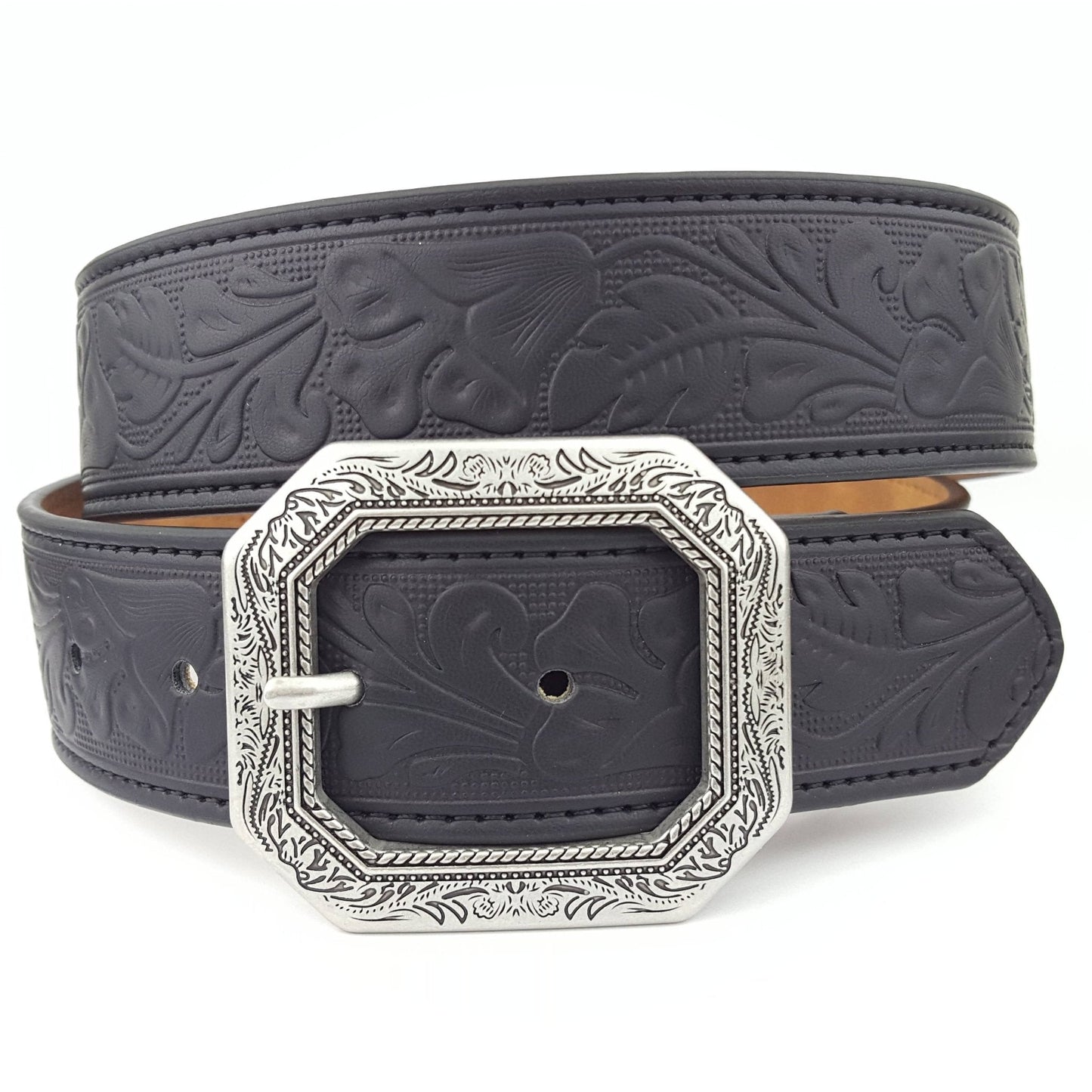 Western Floral Etched Buckle Belt