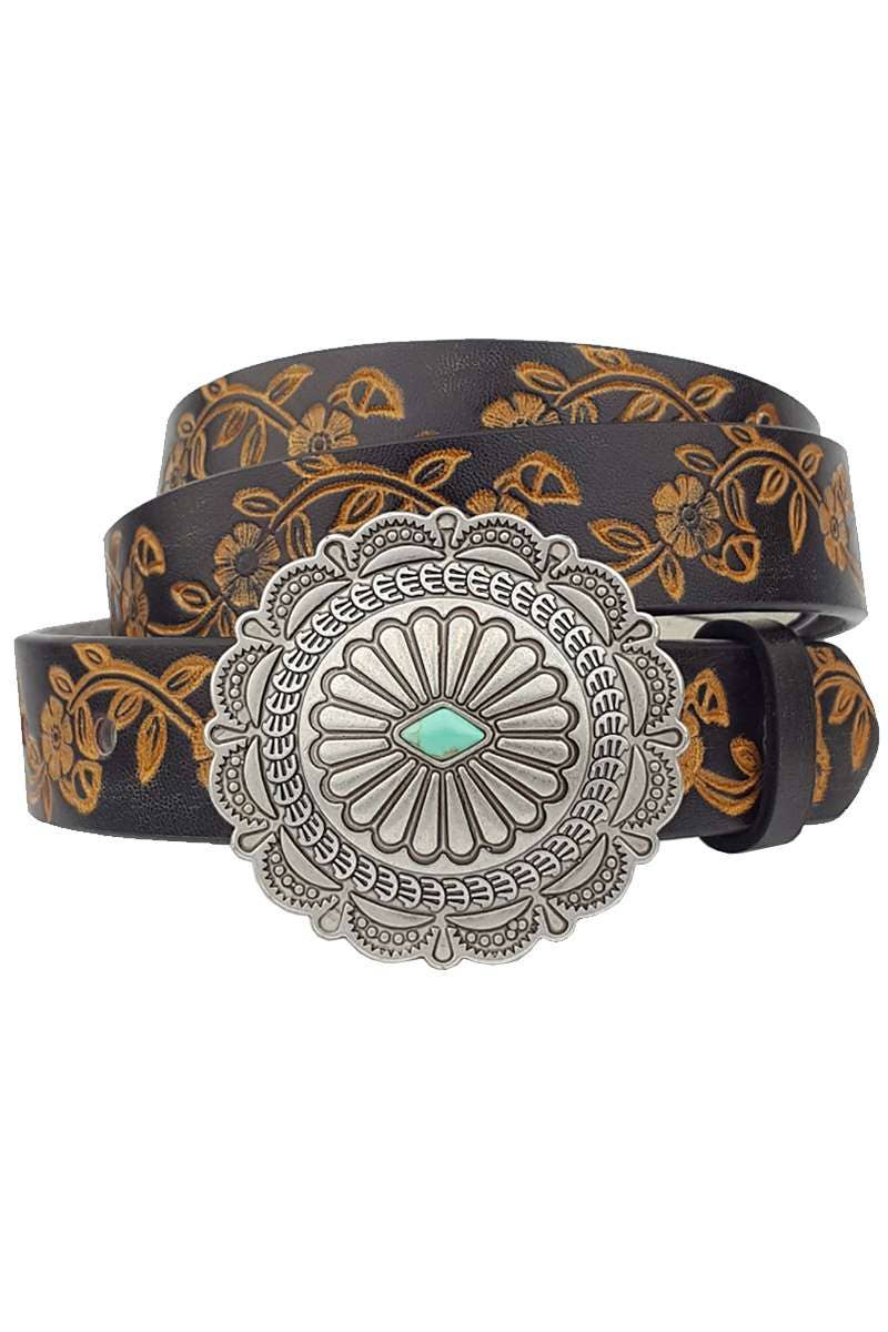 Western Concho Turquoise Buckle Belt