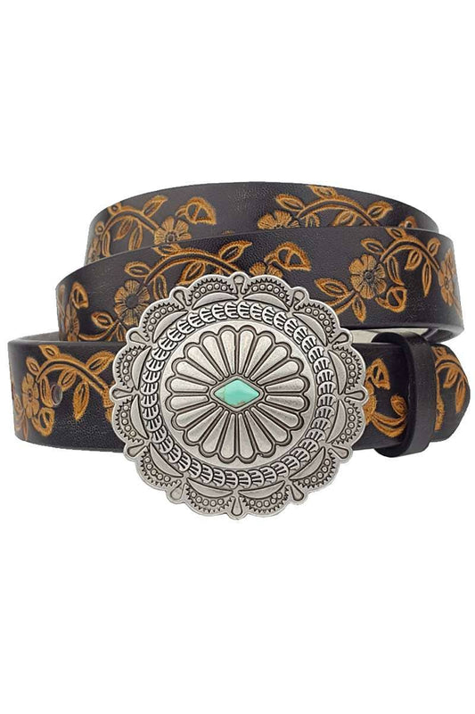 Western Concho Turquoise Buckle Belt