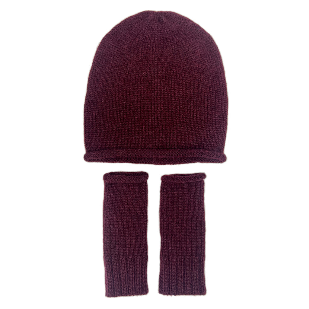 Essential Knit Alpaca Beanie in Wine
