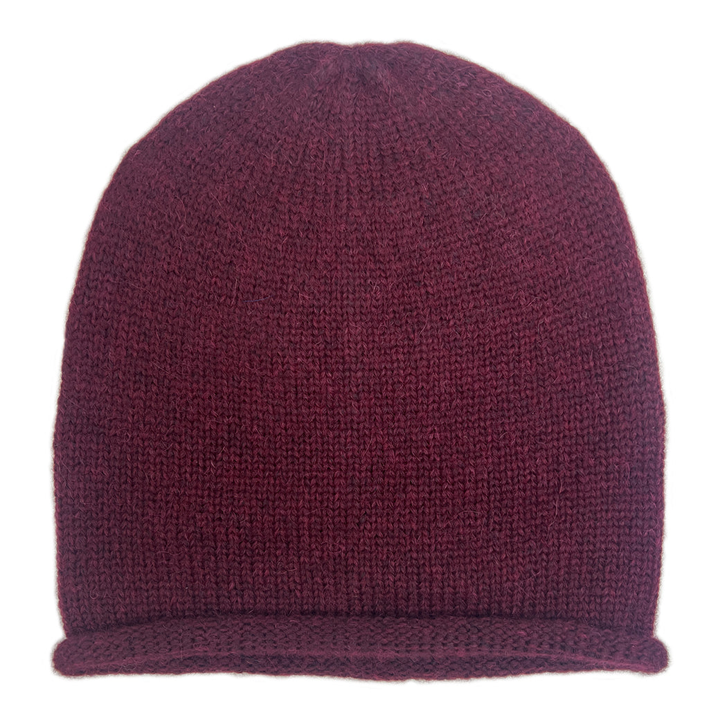 Essential Knit Alpaca Beanie in Wine