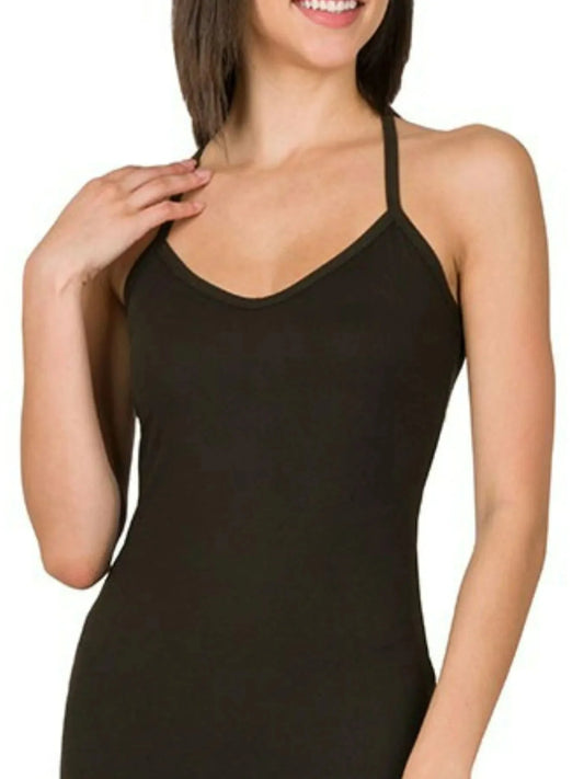 Zenana Brushed Dty Thin Strap Racerback V-Neck Maxi Dress-1
